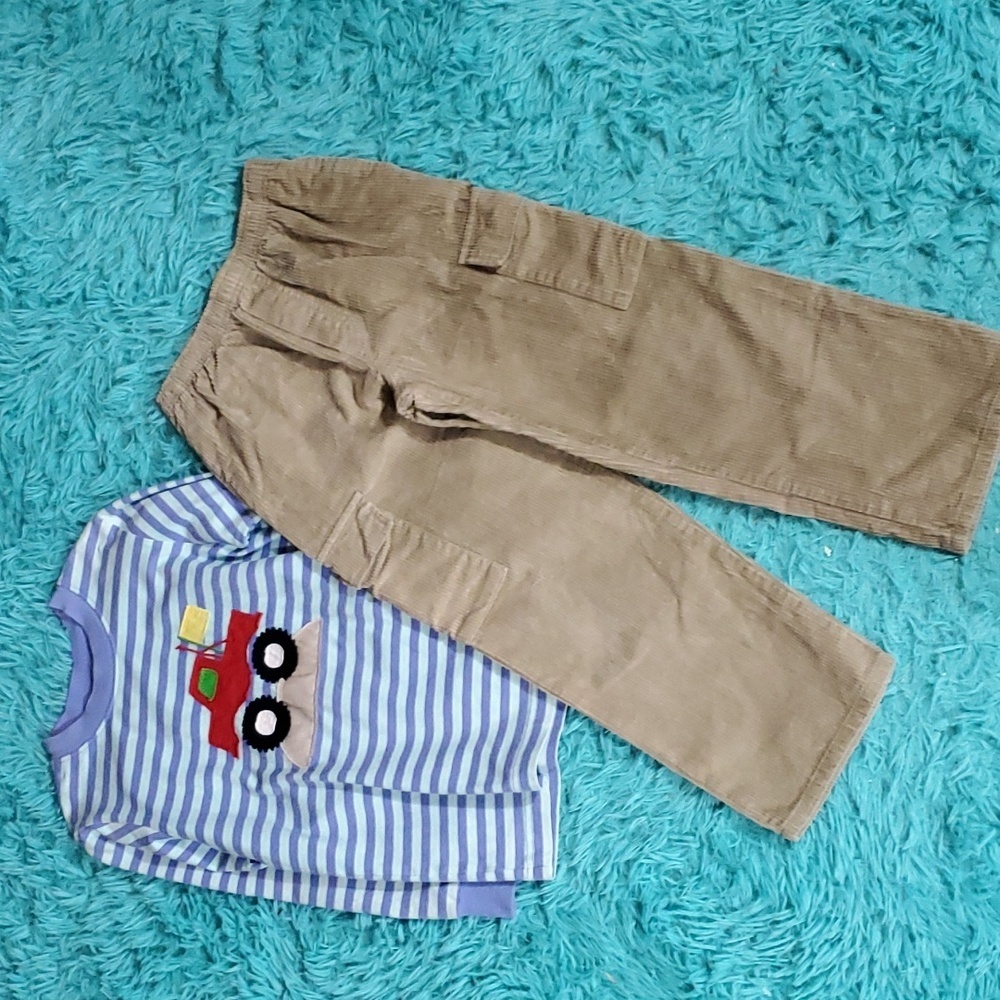 Kelly's Kids Truck Strip T-Shirt & Corduroy Outfit